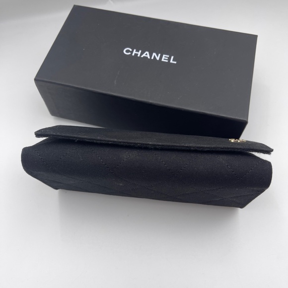 CHANEL Black Glasses Sunglasses Soft Case and box Quilted Fabric Gold CC Logo - Picture 11 of 12